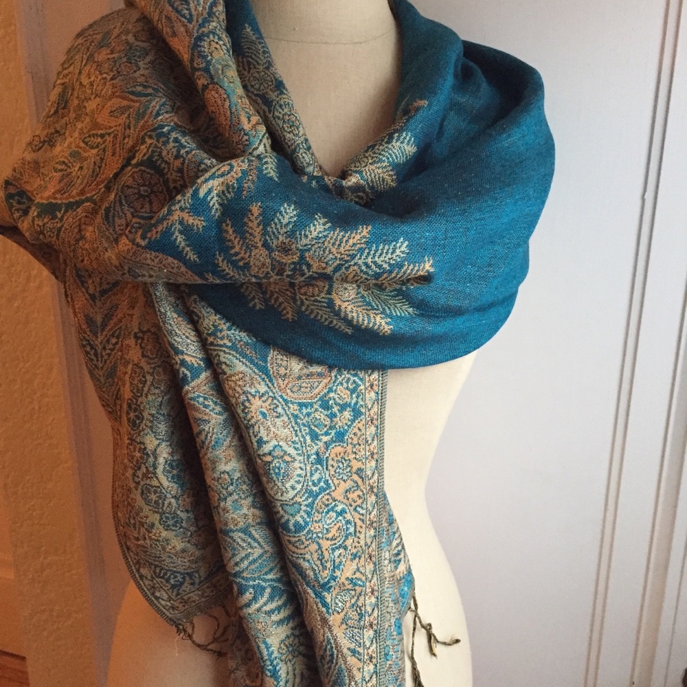 Turquoise Paisley Pashmina